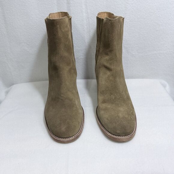 Madewell Autumn Chelsea High Ankle Boots Brown Suede Block Heel Women’s 10 - Picture 2 of 15